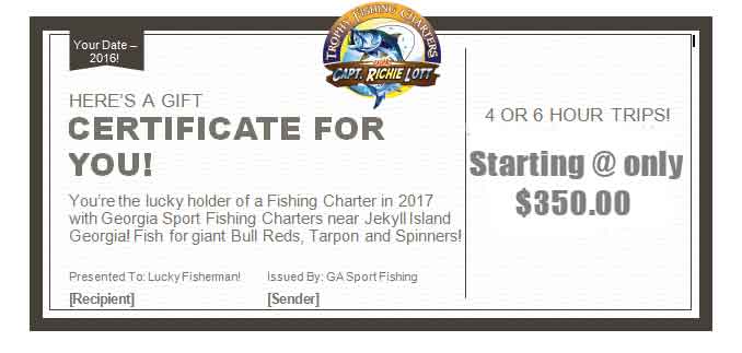 Gift Certificates for Fishing Charters - Georgia Fishing Charters